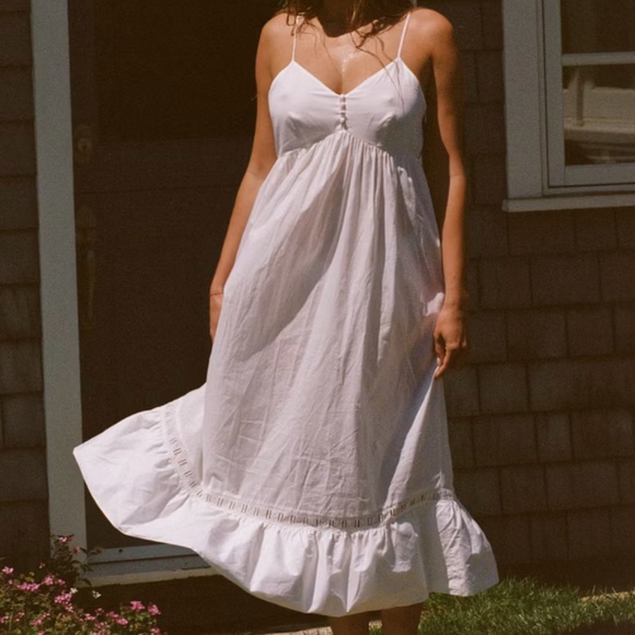 NWT Frankie's Bikinis Djerf Avenue Airy Poplin Buttoned Top DRESS White LG Large - Picture 1 of 8